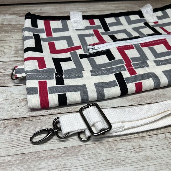 Geometric Large Tote Bag / Handmade Tapisho Design / Quality Canvas Double Strap - Picture 14 of 16